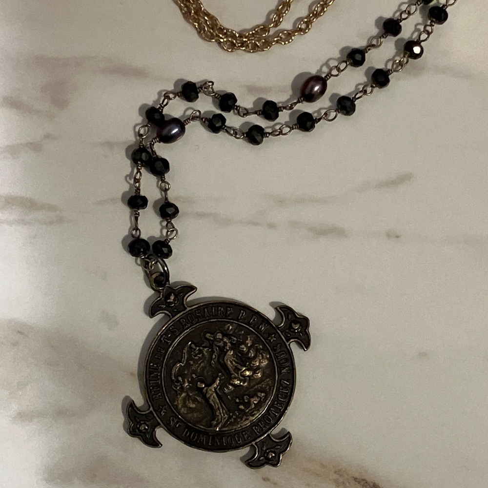 14K Goldfill Religious Medal necklace, Protective Amulet Cross - Picture 13 of 16